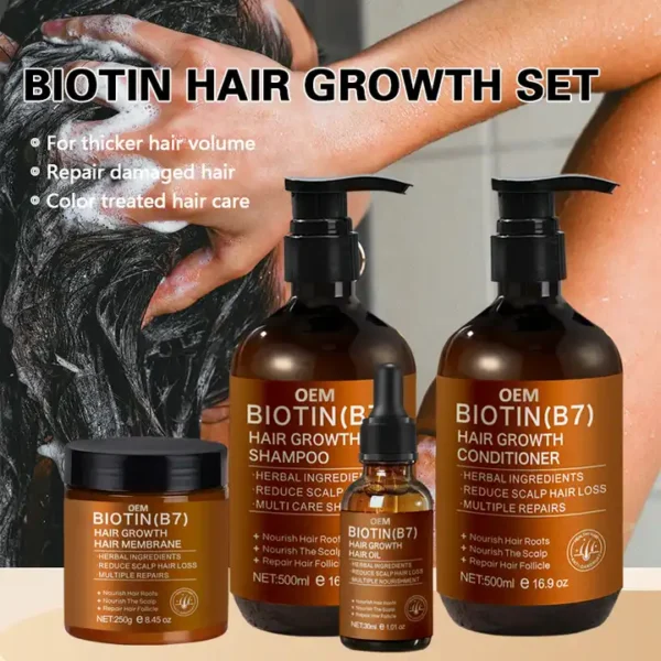 OEM/ODM Biotin Hair Growth Shampoo Set