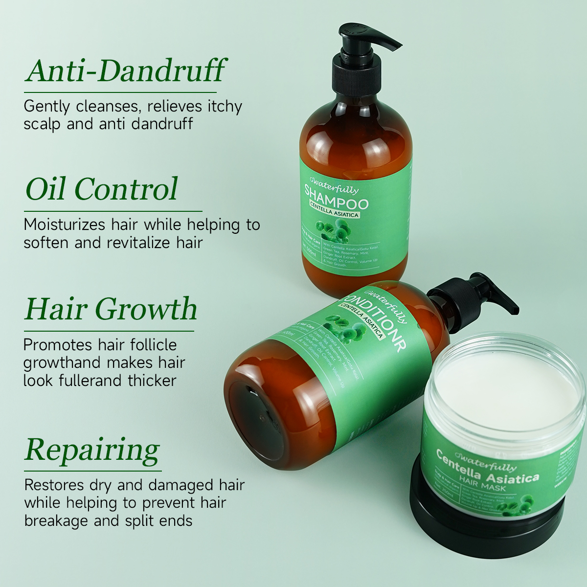 Centella Asiatica Strengthening Hair Loss Shampoo with Aloe Vera Shampoo Set - Image 3
