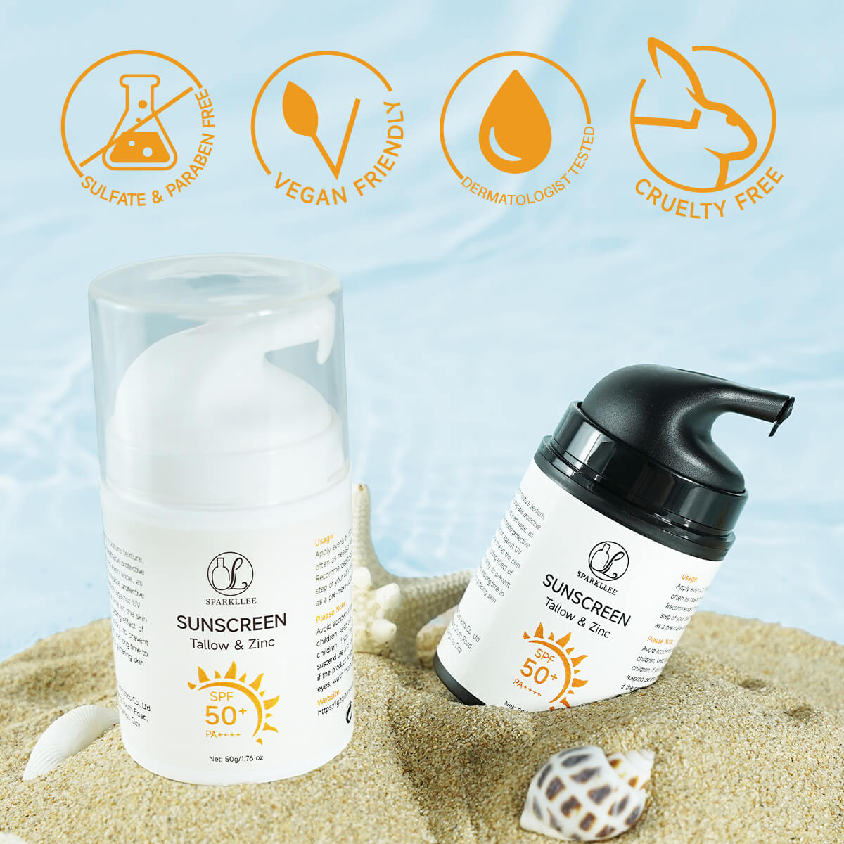 private label Tallow Zinc Oxide Sunscreen Long-Lasting Mineral SPF Protection UVA UVB