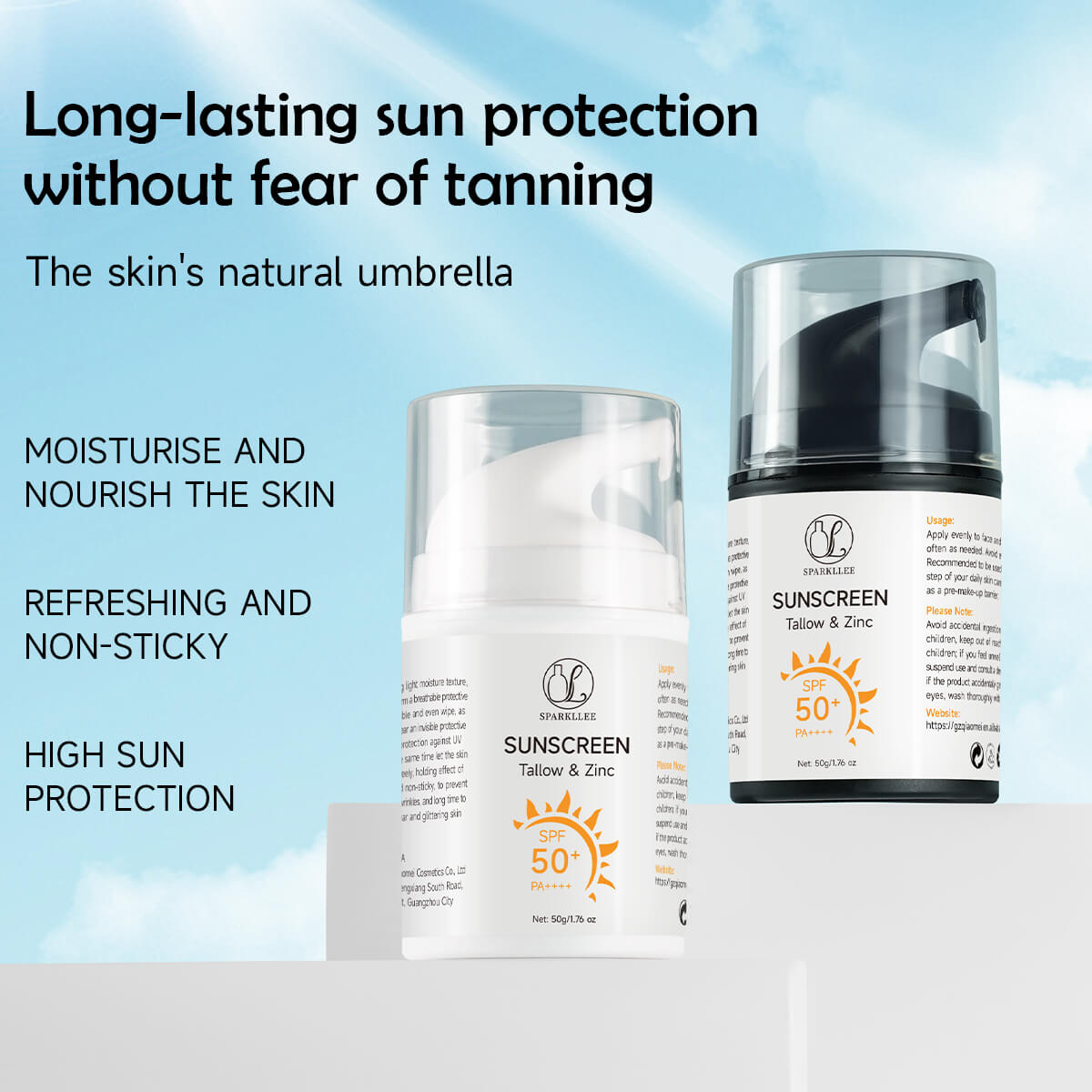 private label Tallow Zinc Oxide Sunscreen Long-Lasting Mineral SPF Protection UVA UVB - Image 2