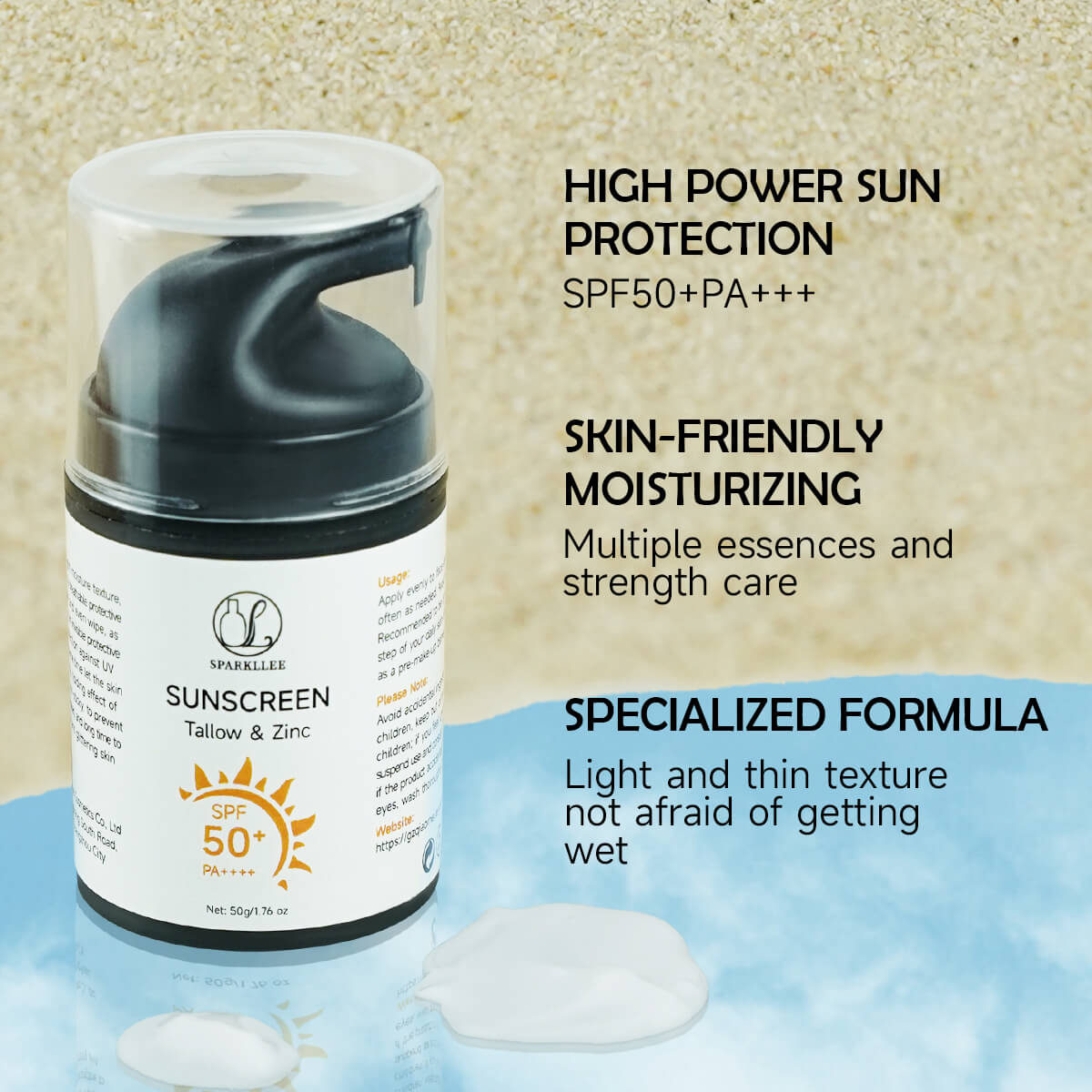 private label Tallow Zinc Oxide Sunscreen Long-Lasting Mineral SPF Protection UVA UVB - Image 3