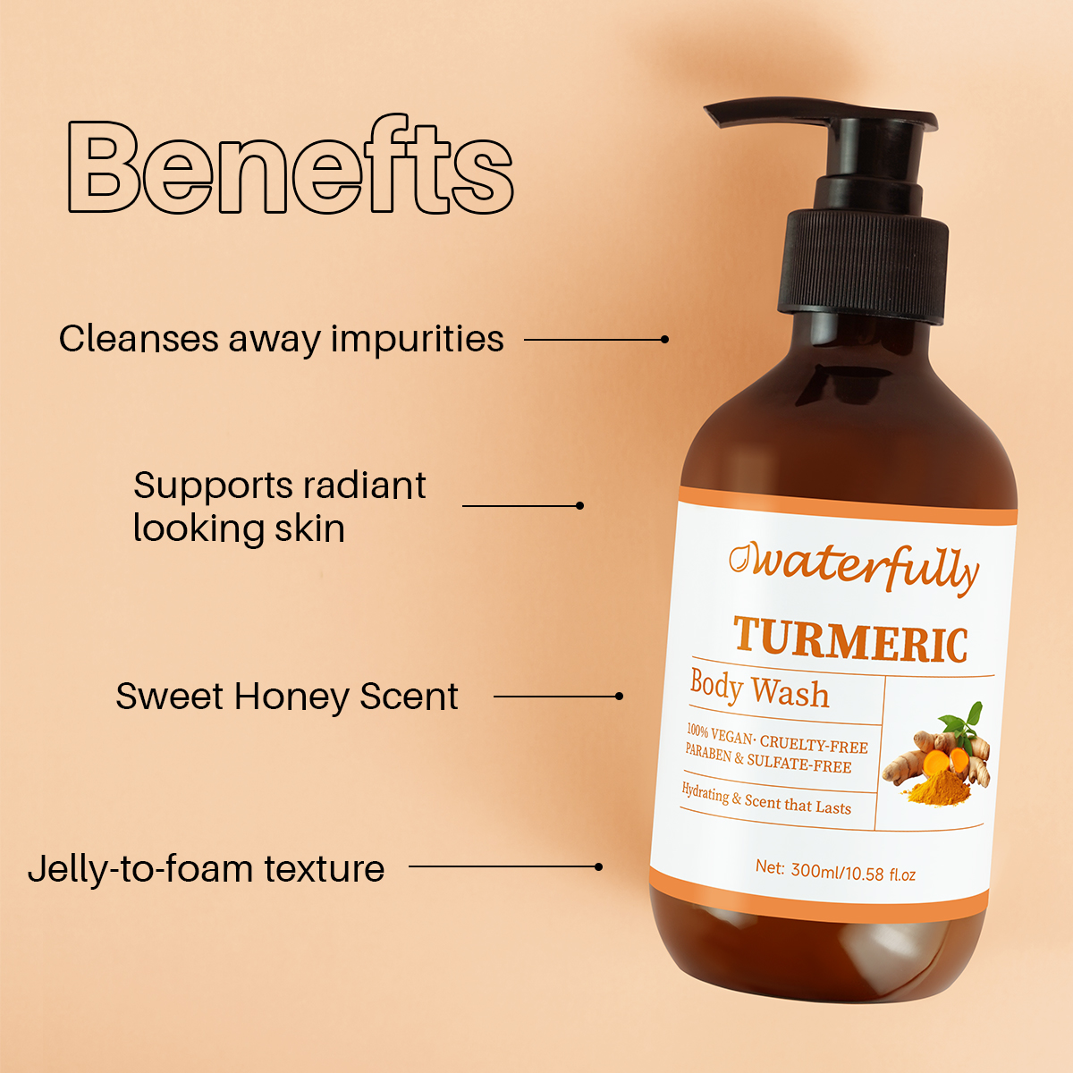 Dwaterfully Turmeric Body Wash | Brightening & Skin Beautifying - Image 6