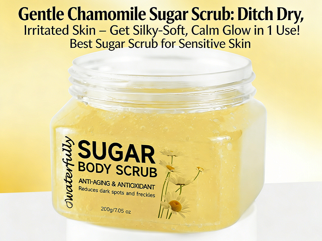 Gentle Chamomile Sugar Scrub: Ditch Dry, Irritated Skin – Get Silky-Soft, Calm Glow in 1 Use!  Best Sugar Scrub for Sensitive Skin