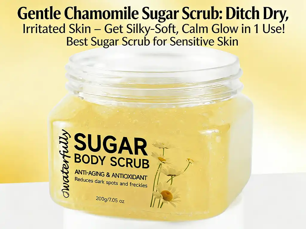 Gentle Chamomile Sugar Scrub: Ditch Dry, Irritated Skin – Get Silky-Soft, Calm Glow in 1 Use!  Best Sugar Scrub for Sensitive Skin