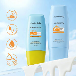 Wholesale organic sunscreen cream SPF 50 for sensitive skin manufactured by QiaoMei Factory