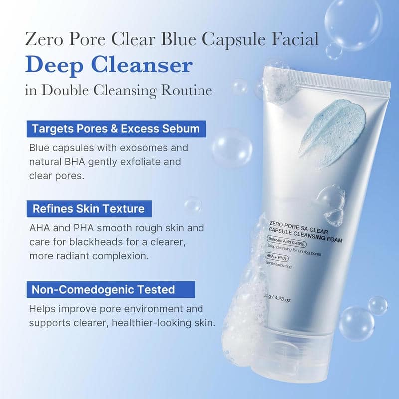 Private Label Salicylic Acid Blue Capsule Foam Cleanser - Image 2