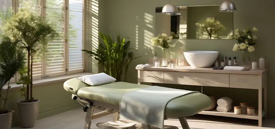Spa or salon setting for professional beauty care
